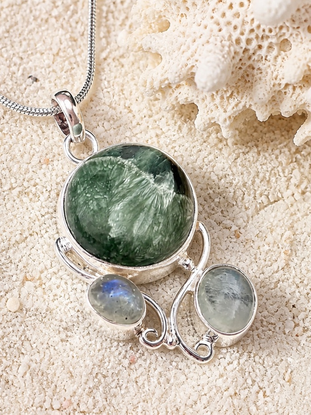 NEW! Seraphinite & Moonstone Necklace